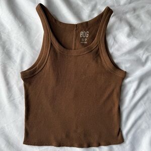 BDG • Brown Ribbed Cropped Tank Top